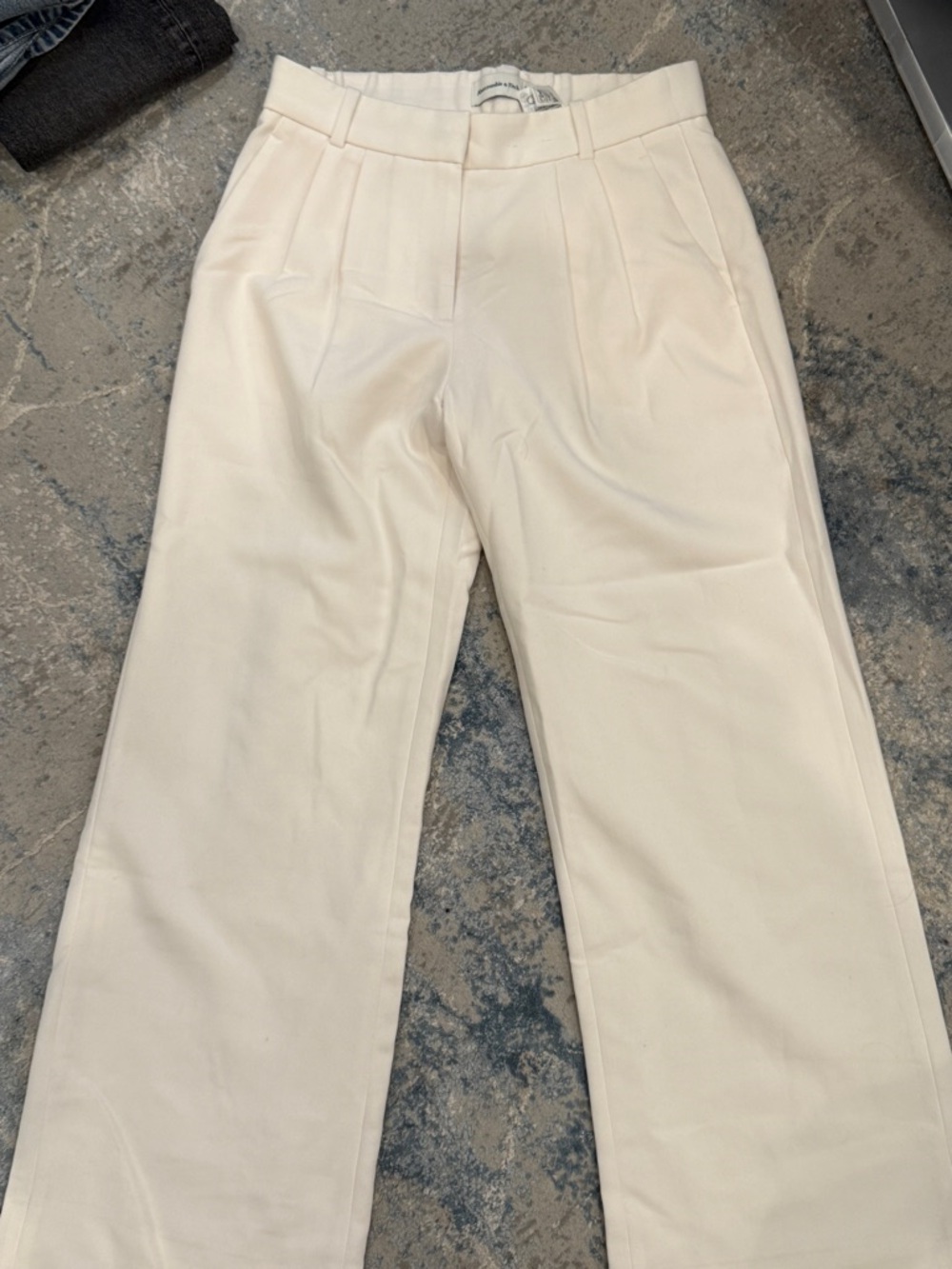 Cream Pleated Dress Pants